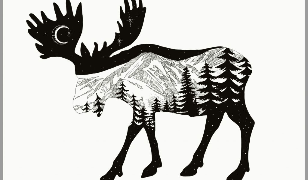 1024x600 Drawing Cartoon Mountains Moose Mountain Drawing Using Adobe