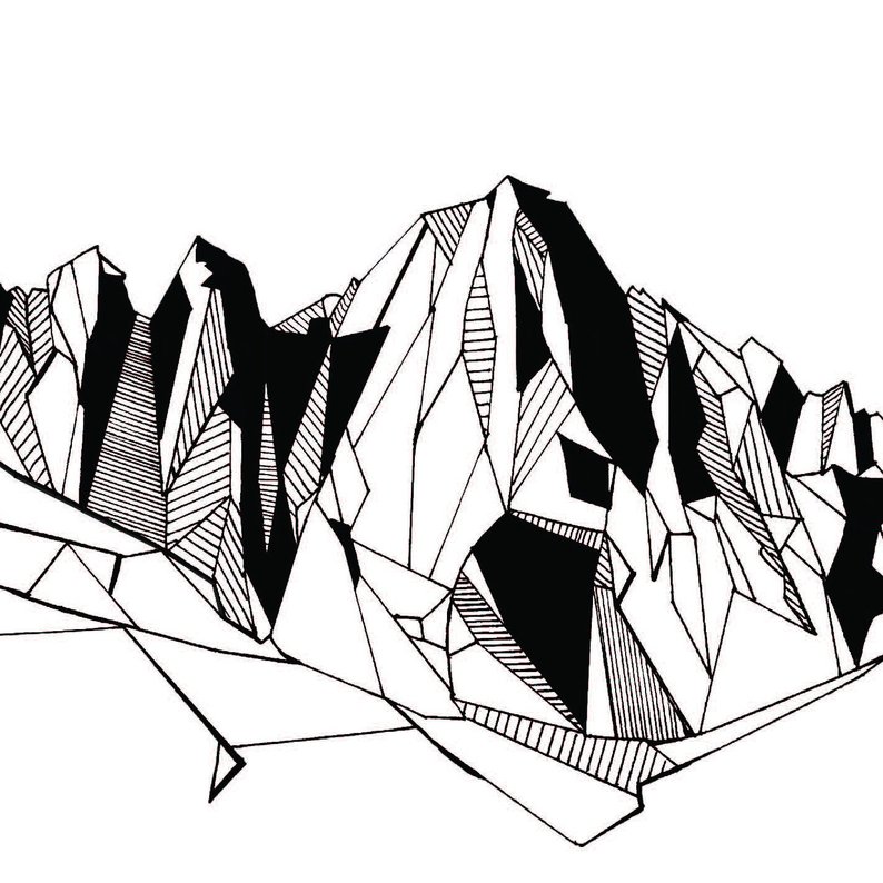 794x794 mount whitney polygonal mountain drawing art print etsy