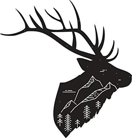 425x443 Cool Moose Silhouette With Forest Mountain Drawing