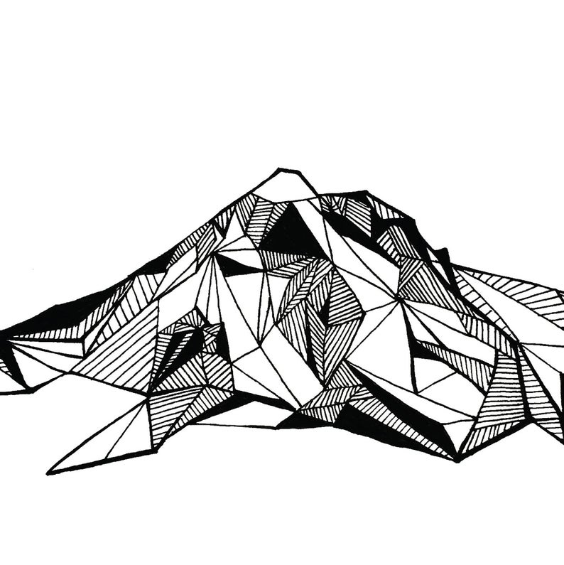794x795 Mount Hood Oregon Polygonal Mountain Drawing Art Print Etsy
