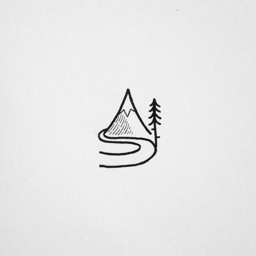 500x500 Image Result For Mountain Scene Outline Diy Drawings, Tattoos