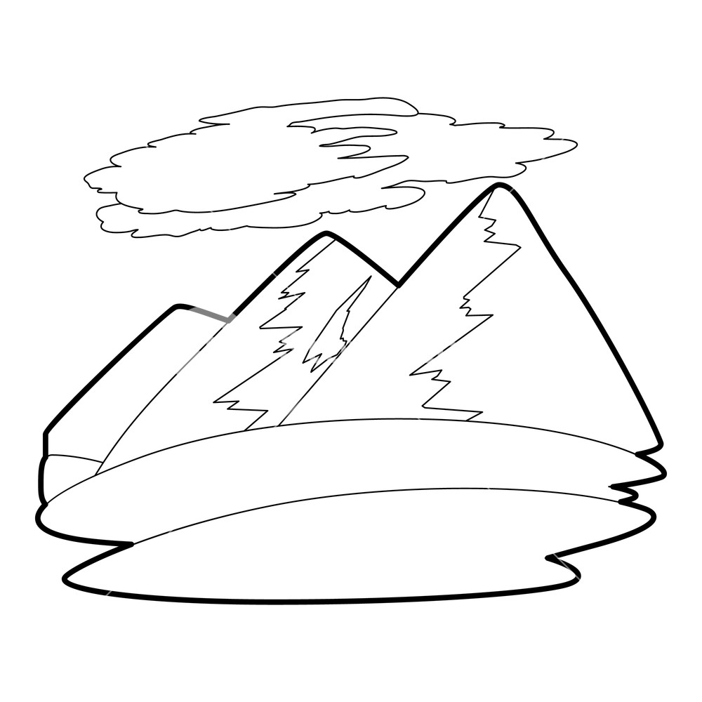 1000x1000 Mountan Outline Illustration Of Mountain Vector Icon
