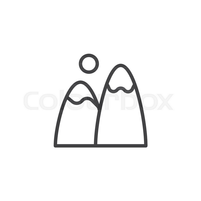 800x800 Mountains Peak And Sun Outline Icon Stock Vector Colourbox