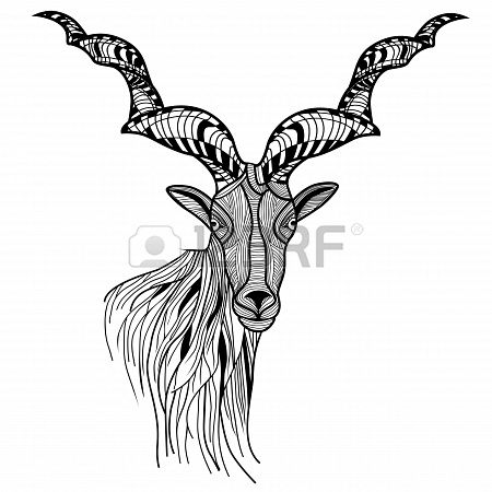 450x450 Ram Head Or Mountain Goat Line Art Sheep Vector Animal
