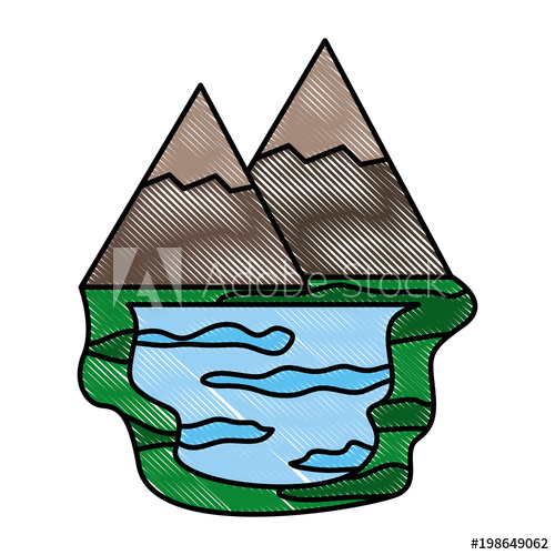 500x500 Mountains Lake Nature Landscape Image Vector Illustration Drawing