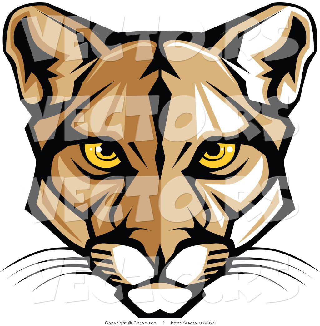 1024x1044 Vector Of A Cartoon Cougar Face With Yellow Eyes