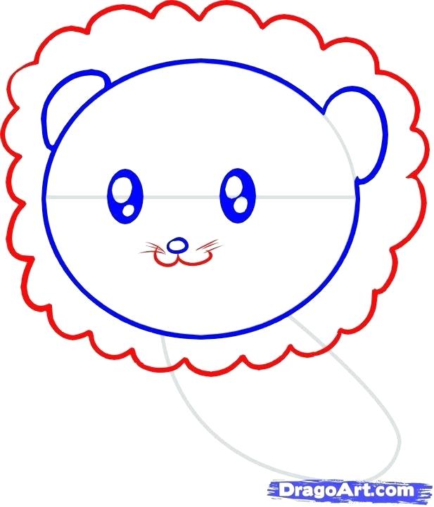 617x721 Easy Lion Drawings How To Draw Lions For Kids Step Easy Cartoon
