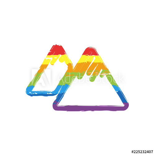 500x500 Mountains Icon Linear Style With Thin Outline Drawing Sign