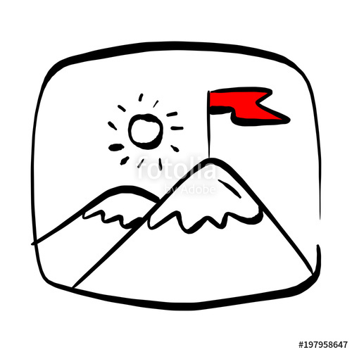 500x500 Red Flag On A Mountain Peak In Rectangular Vector Illustration