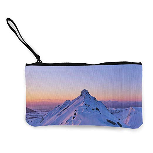 522x522 Snowy Mountain Peak With Sunrise Glow Canvas Coin Purse Mini