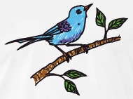 190x141 Bird On Branch Blue Drawing Color Pencil Men's Premium T Shirt