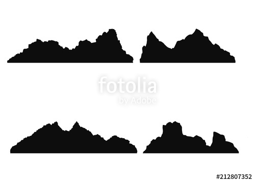 500x357 Mountains Silhouette Drawing Isolated On A White Background