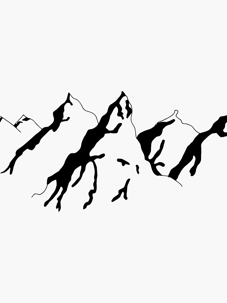 750x1000 Mountain Drawing Vector Sticker