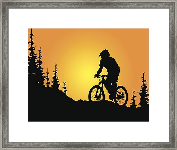 600x506 Mountain Biker Silhouette At Sunset Framed Print