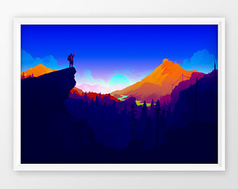 340x270 Sunset Forest Wall Etsy