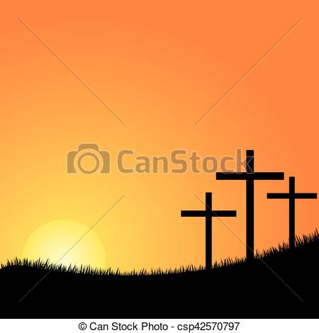 450x470 three crosses on a hill vector crosses silhouette in the top