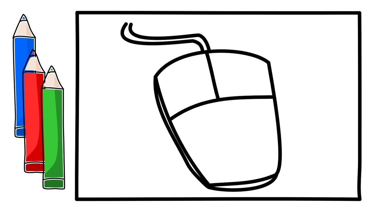 1280x720 How To Drawing A Computer Mouse And Coloring It For Kids Drawing