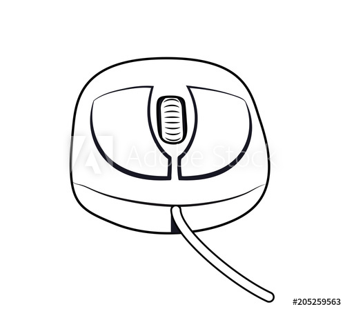 500x448 Vector Illustration, Isolated Small Computer Mouse In Black