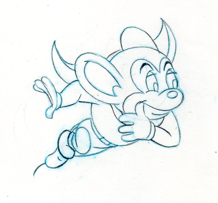 845x787 Mighty Mouse Original Production Pencil Hand Drawn Artwork