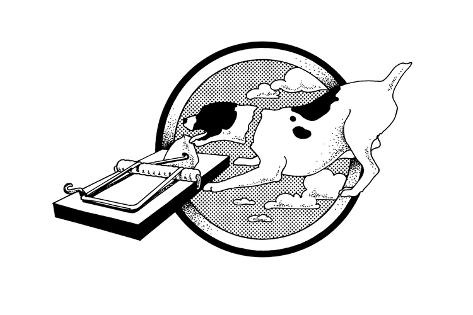 473x315 dog licking cheese from mousetrap prints