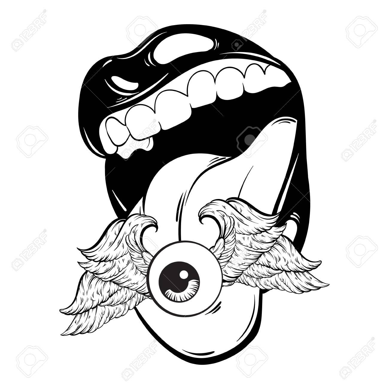 1300x1300 Free Drawn Tongue Mouth Drawing, Download Free Clip Art