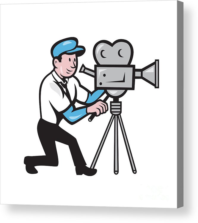 666x750 Cameraman Vintage Film Movie Camera Side Cartoon Acrylic Print