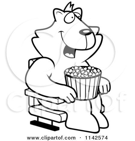 450x470 Cartoon Clipart Of A Black And White Happy Cat With Popcorn