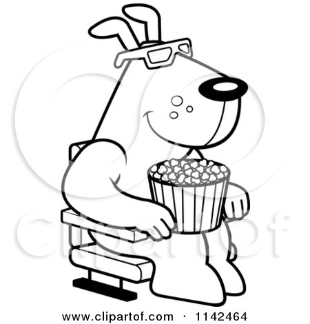 450x470 Cartoon Clipart Of A Black And White Dog Eating Popcorn