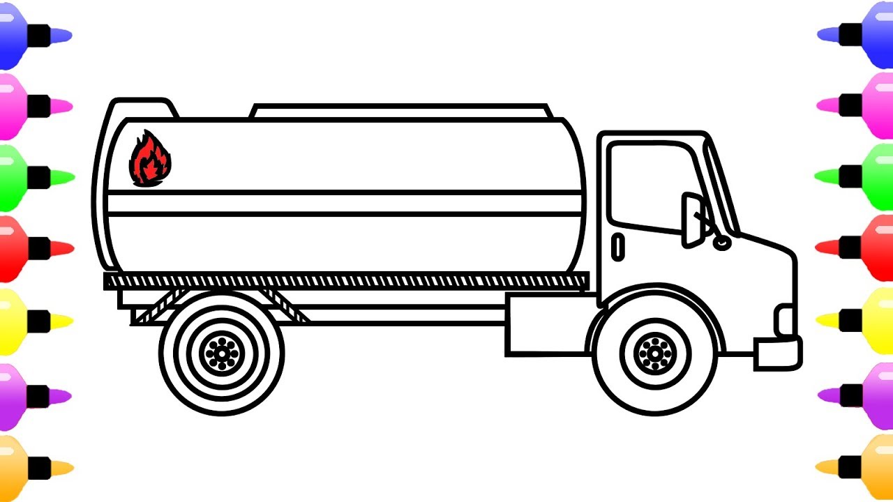 1280x720 How To Draw Tanker Truck For Kids Coloring