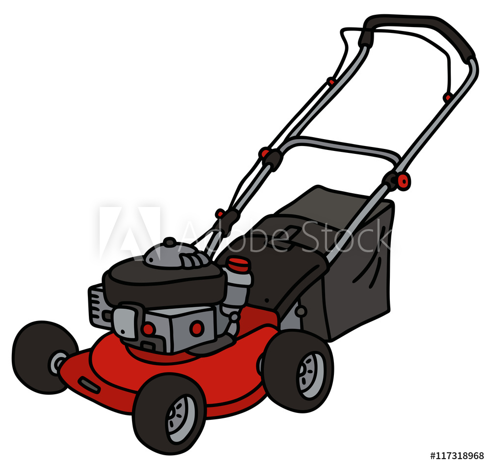 1000x950 Fotografie, Obraz Red Garden Lawn Mower Hand Drawing, Vector