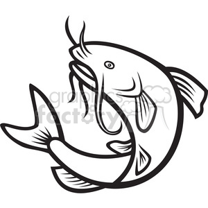 300x300 Black And White Catfish Jump Mp Clipart Royalty Free Clipart