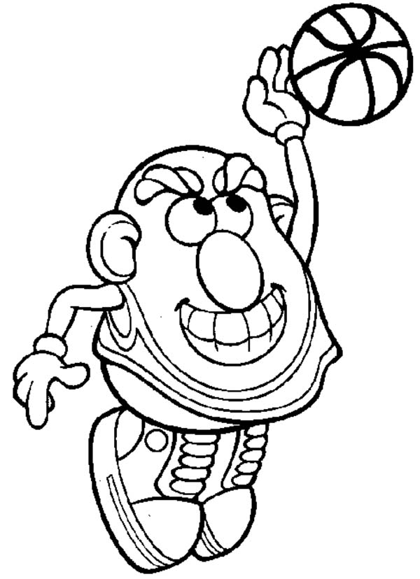 600x828 Mr Potato Head Playing Basketball Coloring Pages Bulk Color