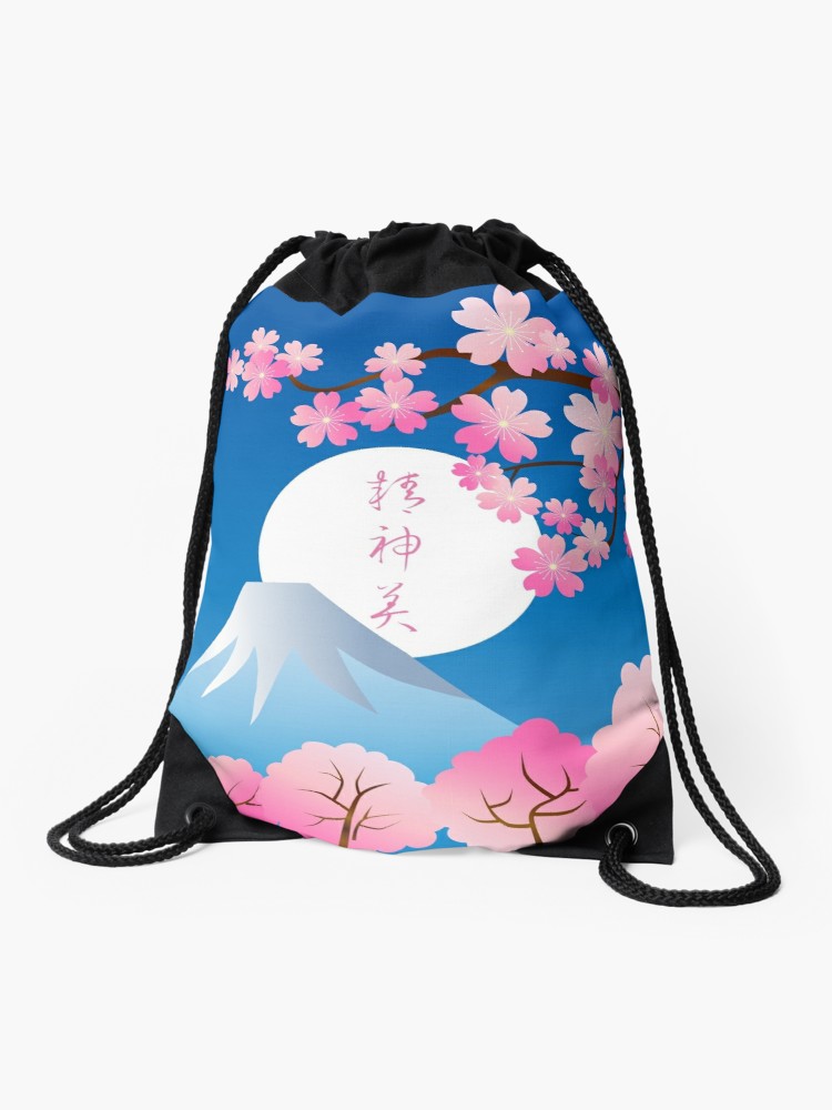 750x1000 Mt Fuji Cherry Blossoms Spring Japan Night Sakura Drawstring Bag