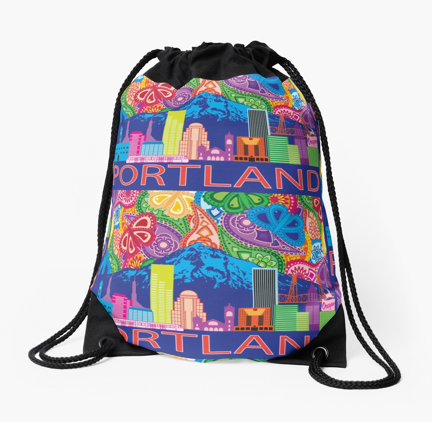 1435x1404 Portland Or Outline Silhouette With City Skyline With Mt Hood