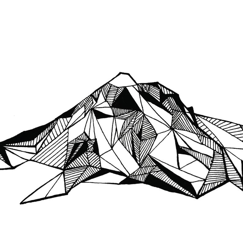 794x795 Mount Hood Oregon Polygonal Mountain Drawing Art Print Etsy