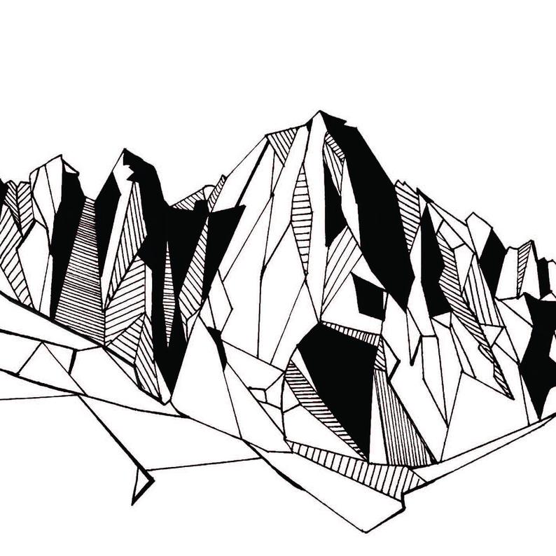 794x794 mount whitney polygonal mountain drawing art print etsy