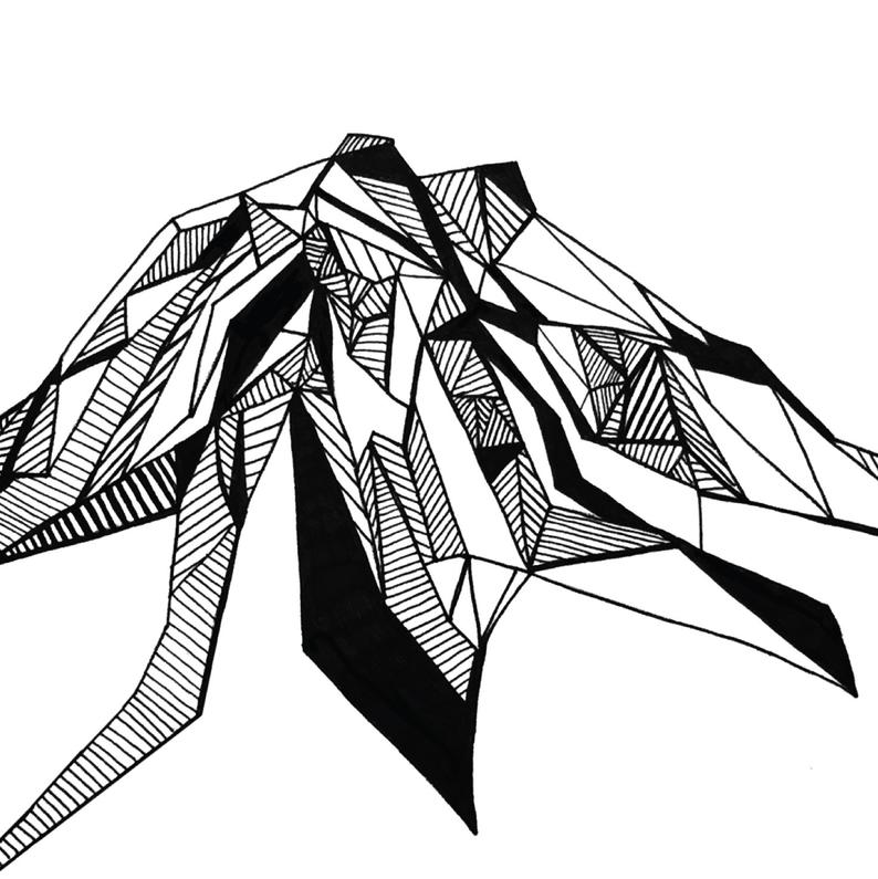 794x795 Mt Rainier Washington Polygonal Drawing Art Print Etsy