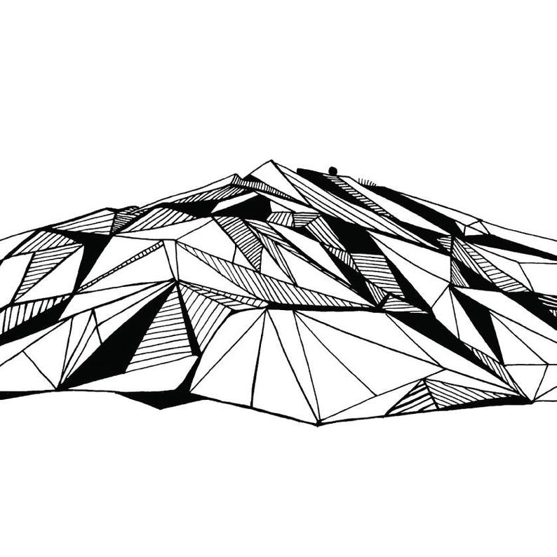 794x794 Oregon State Mountains Polygonal Drawings Art Print Collection Etsy