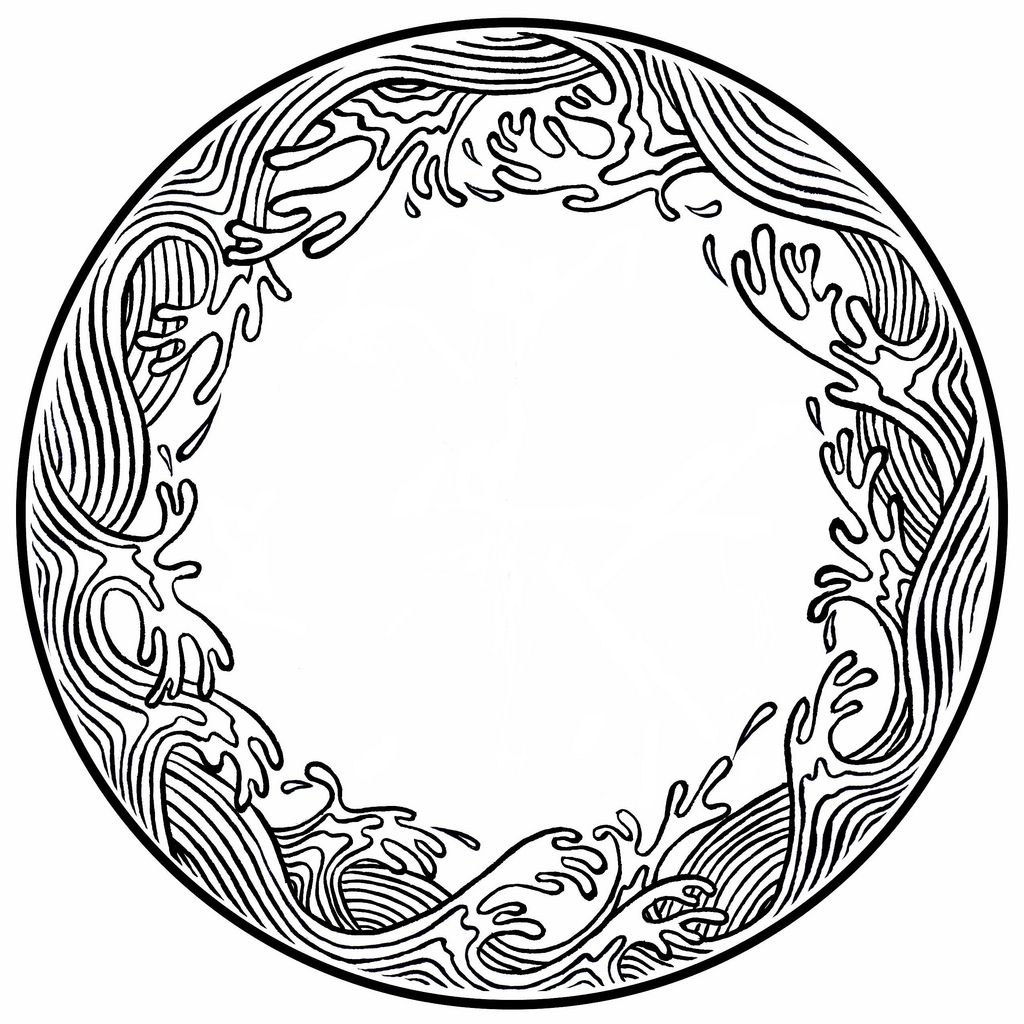 1024x1024 wave circle tattoos and piercings in art, art nouveau