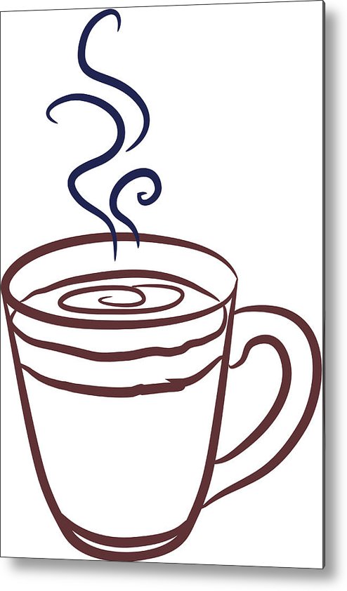494x842 Clear Coffee Mug Line Drawing Outline With Blue Steam Swirls Metal