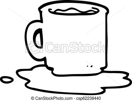 450x344 Line Drawing Cartoon Of Spilt Mug Of Tea