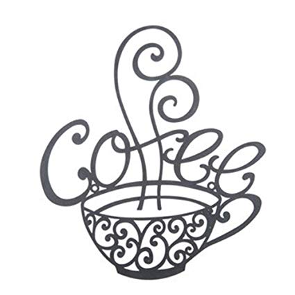 425x425 Large Black Metal Coffee Cup Mug Scrolled