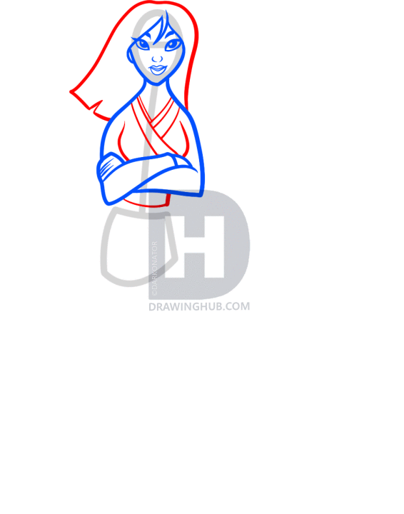 566x720 how to draw mulan, step