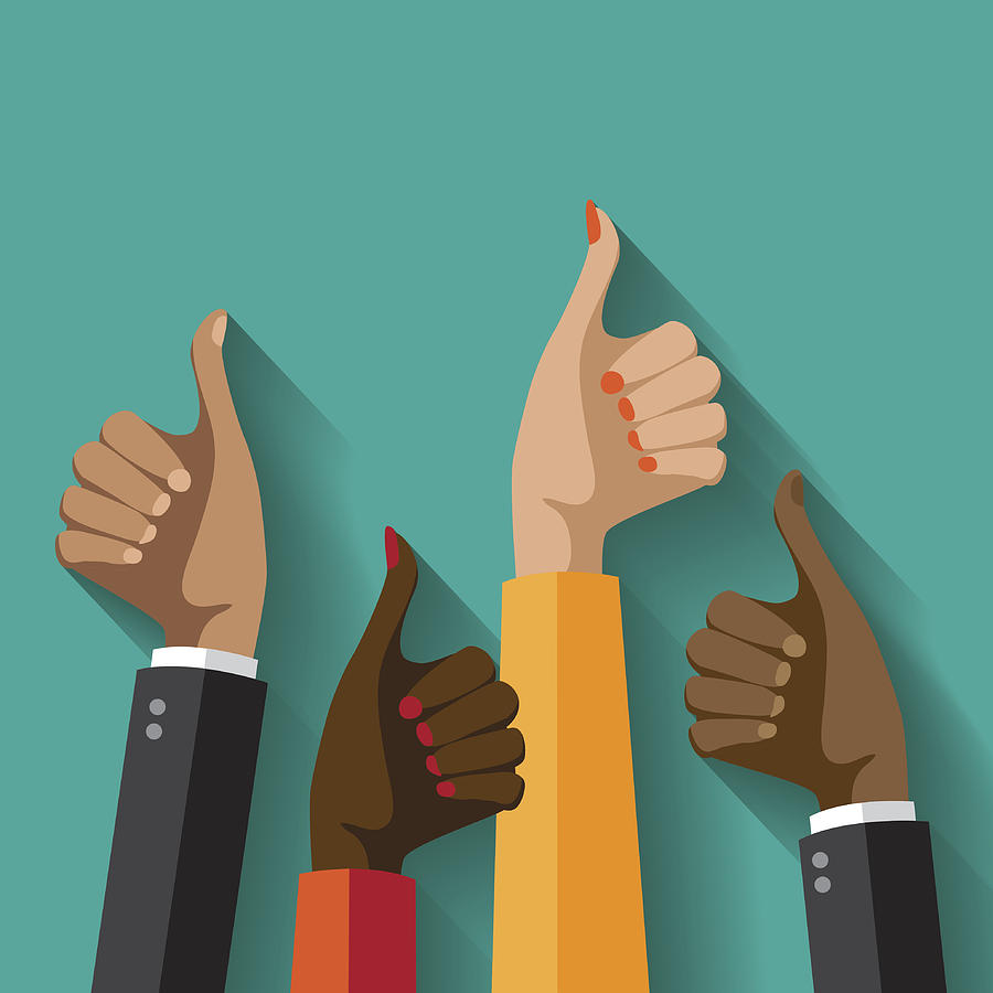 900x900 Flat Design Multicultural Group Thumbs Up