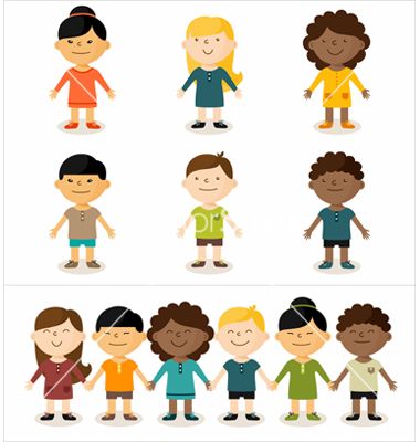 380x400 Cute Smiling Multicultural Children Vector On Smile
