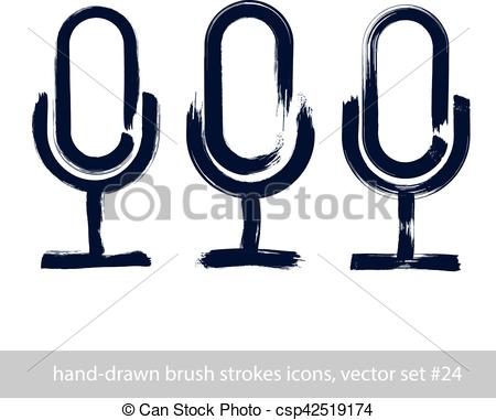 450x381 Set Of Hand Drawn Microphone Icons, Brush Drawing Multimedia Signs