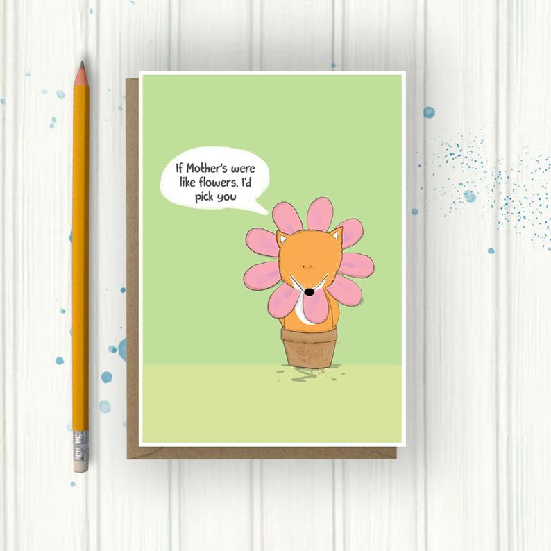 794x794 Mother's Day Card If Mothers Were Flowers Fox Drawing Etsy