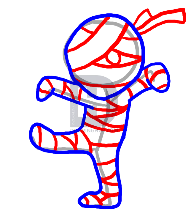 644x720 How To Draw A Mummy, Step