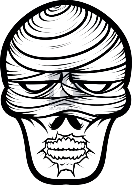 515x720 How To Draw A Mummy Face, Step