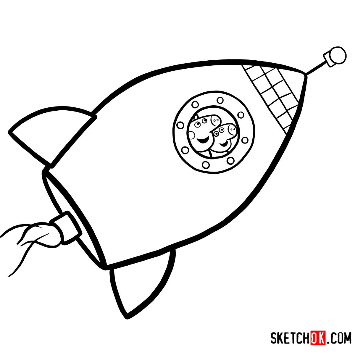 1200x1200 How To Draw George Pig With Mummy Pig In A Rocket